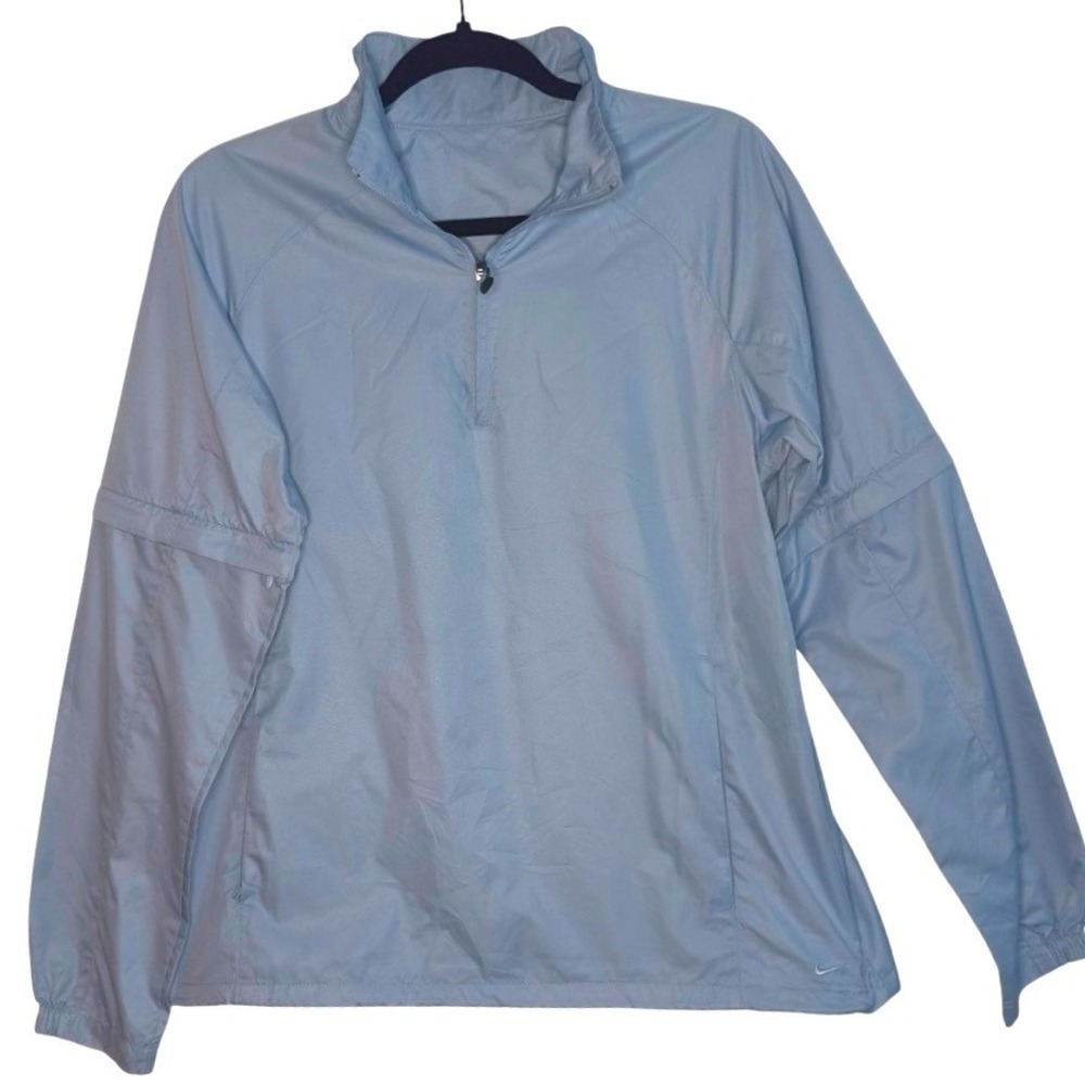 Nike Quarter Zip Windbreaker Women Light Blue Lightweight Pullover Gorpcore L - Picture 1 of 4
